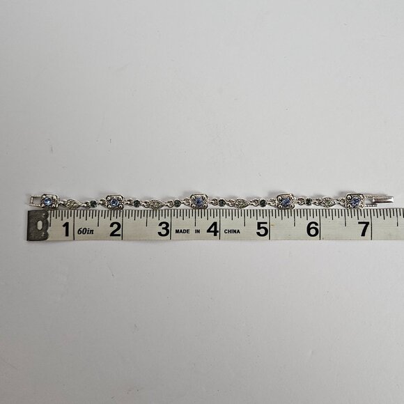 Vintage Style Trifari Bracelet & Stud Earrings Rare Gift Set Blue Stones 2000s - Picture 8 of 17